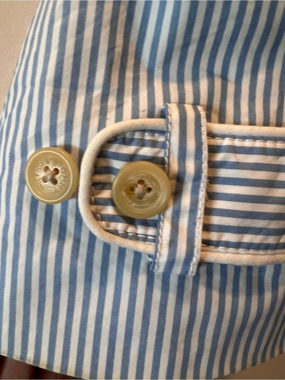 TOMMY HILFIGER Trench Coat Belted Striped Spring Jacket Classic - Picture 8 of 9